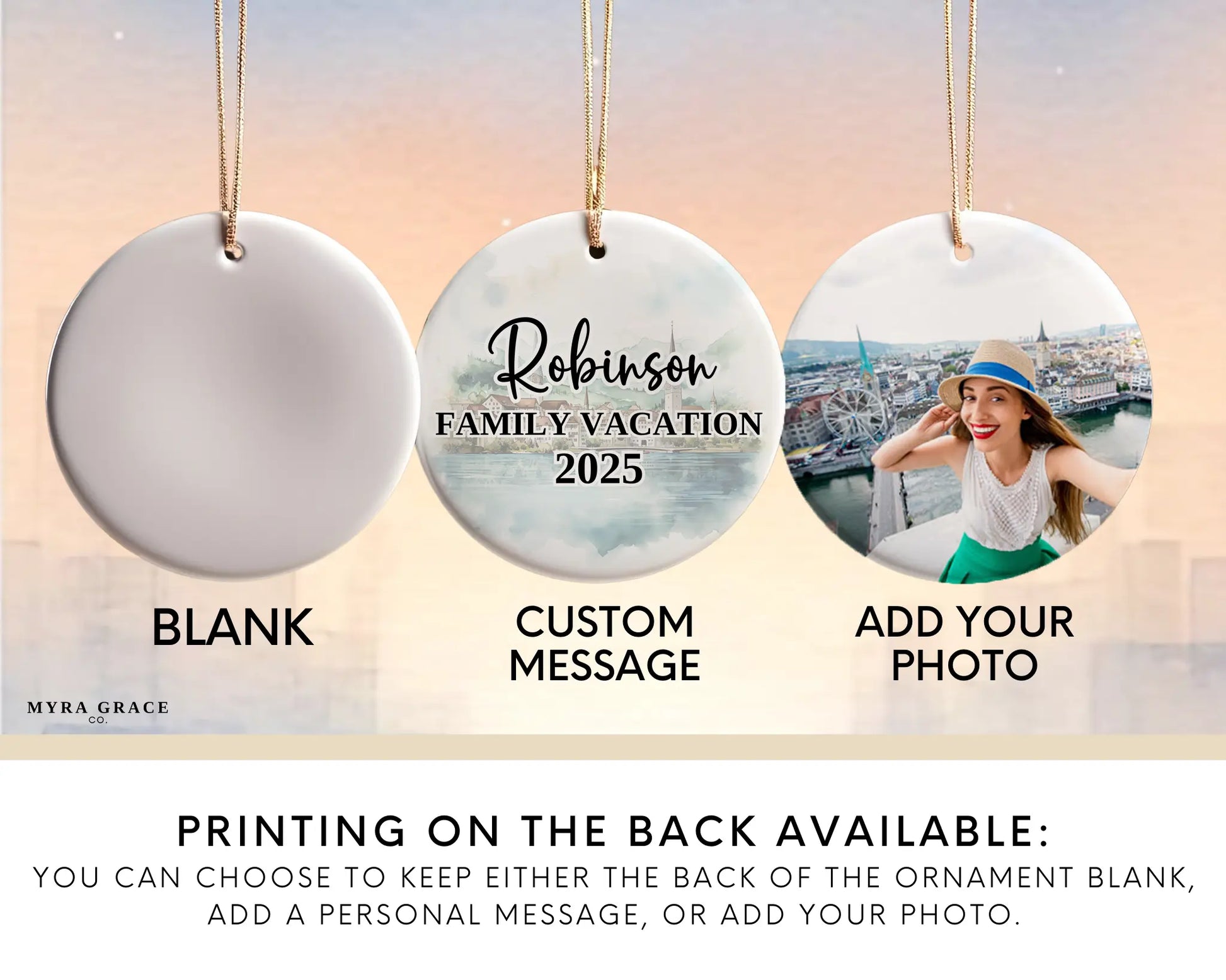 Zurich Switzerland Ornament Custom Gift Souvenir Bauble. Custom Zurich Switzerland ceramic photo ornament with personalized message – handmade Christmas bauble, gift souvenir, or vacation keepsake. Add your photo. Photo ornament