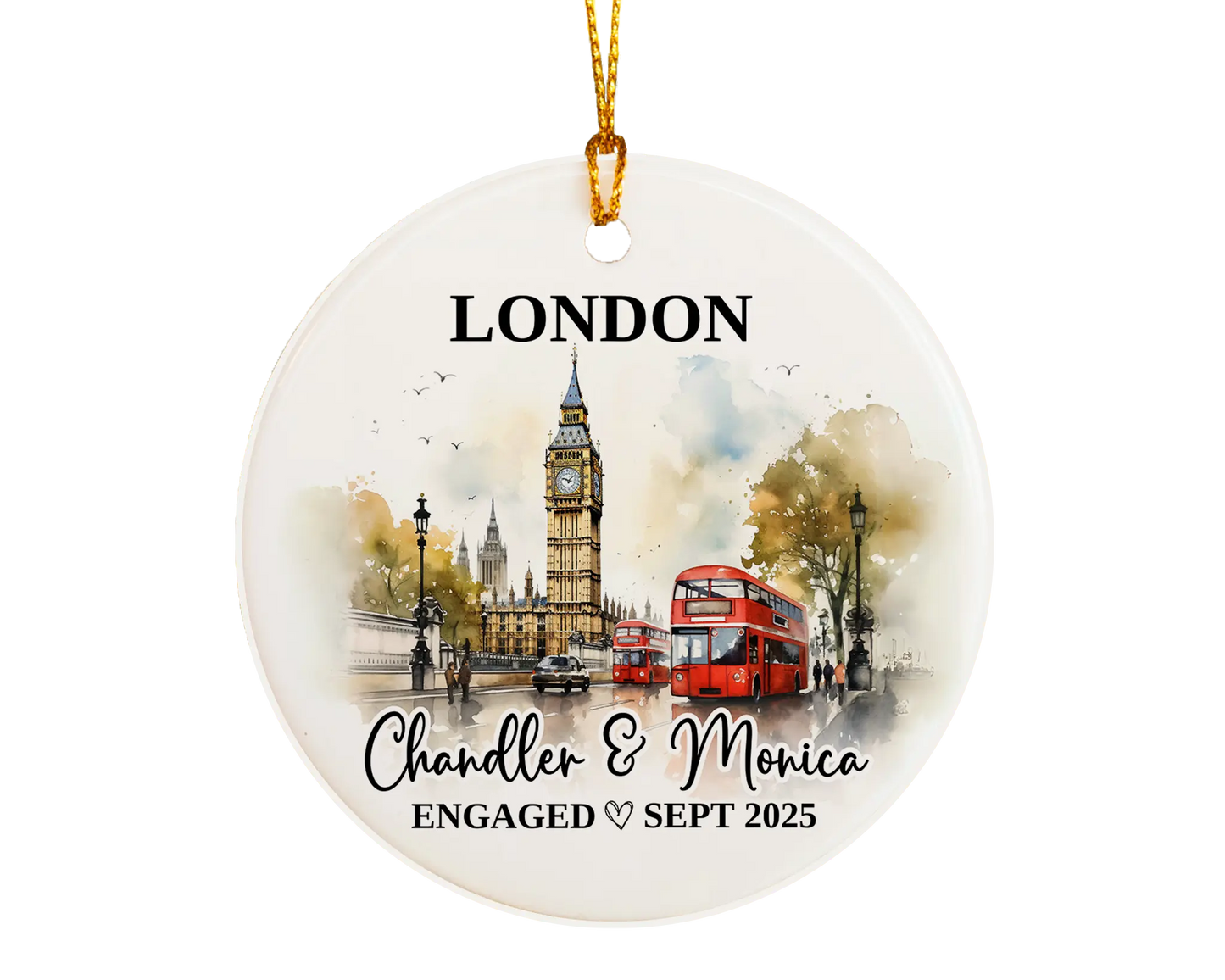 London Engagement Ornament Custom Gift Souvenir Bauble Present