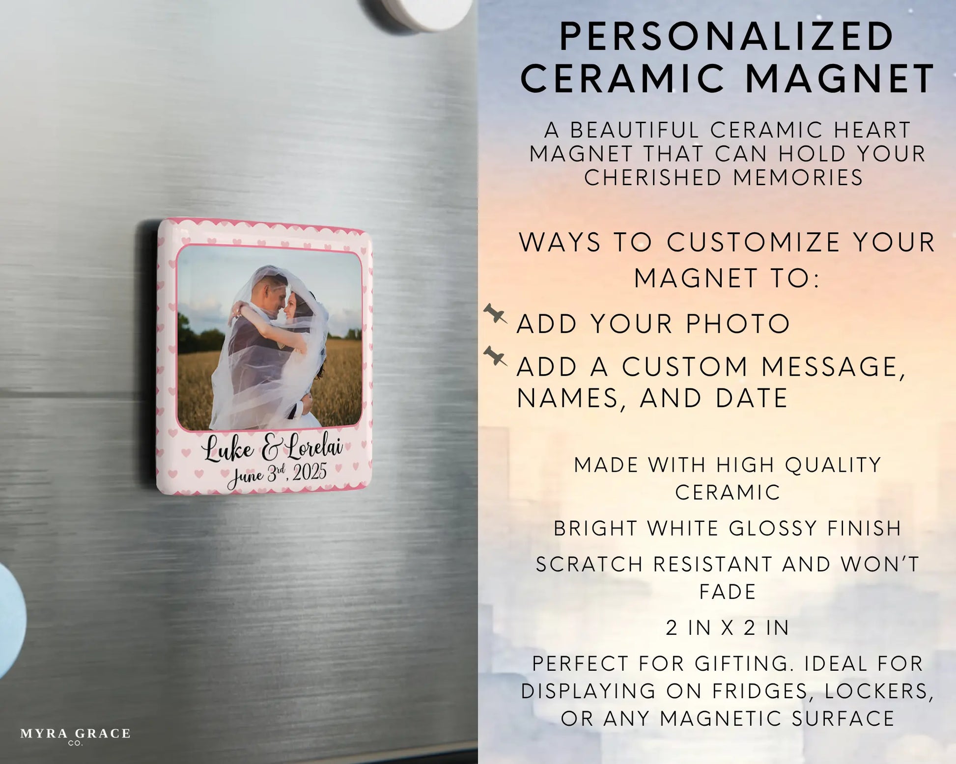 Wedding Magnet Custom Personalized Gift Souvenir Present. Infographic