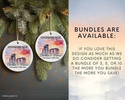 Stonehenge Engagement Ornament Custom Gift Souvenir Bauble Present. Bundles are available