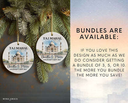 Taj Mahal Engagement Ornament Custom Gift Souvenir Bauble Present. Bundles are available