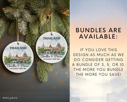 Thailand Engagement Ornament Custom Gift Souvenir Bauble Present. Bundles are available