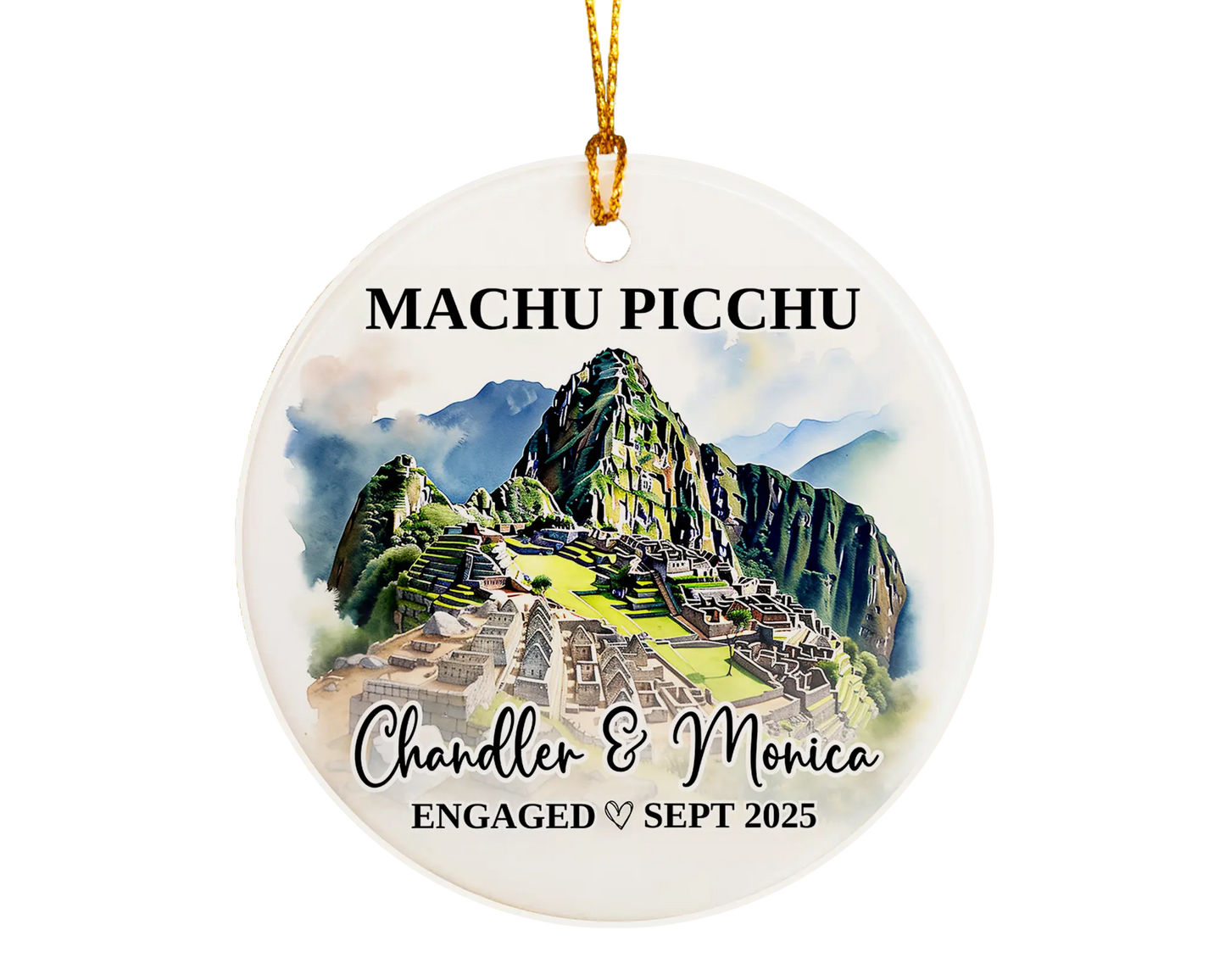 Machu Picchu Engagement Ornament Custom Gift Souvenir Bauble Present