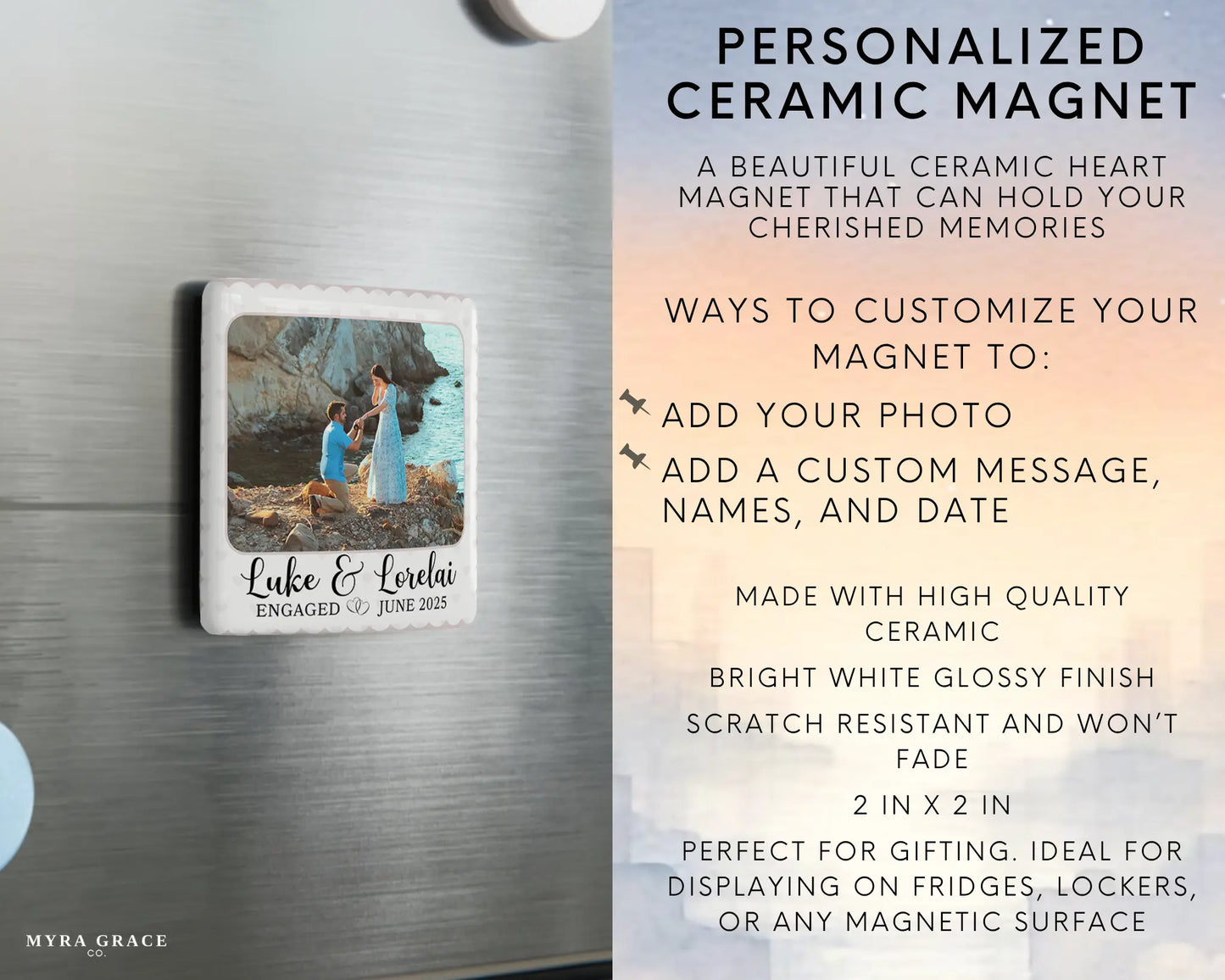 Engagement Magnet Custom Personalized Gift Souvenir Present. Infographic