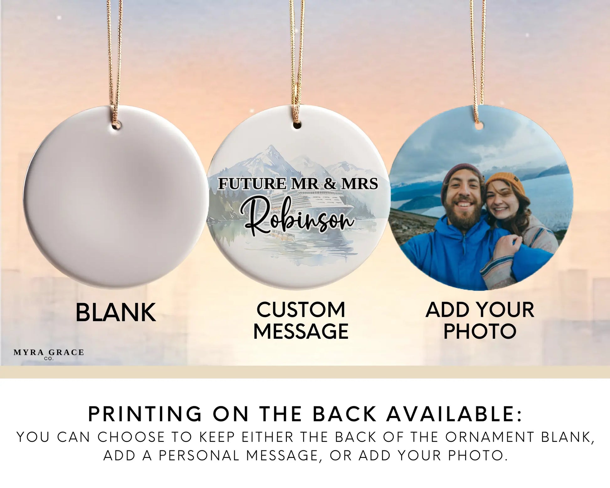 Alaska Cruise Engagement Ornament Gift Souvenir Bauble. Photo ornament. Add your photo. 