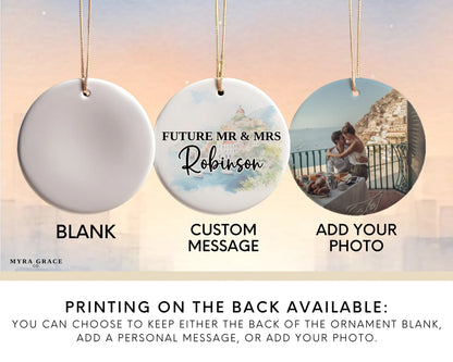 Amalfi Coast Engagement Ornament Custom Gift Souvenir Bauble Present. Photo Ornament. Add your photo