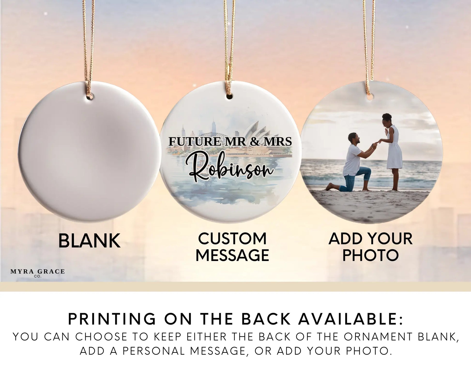 Australia Engagement Ornament Custom Gift Souvenir Bauble Present. Photo Ornament. Add your photo