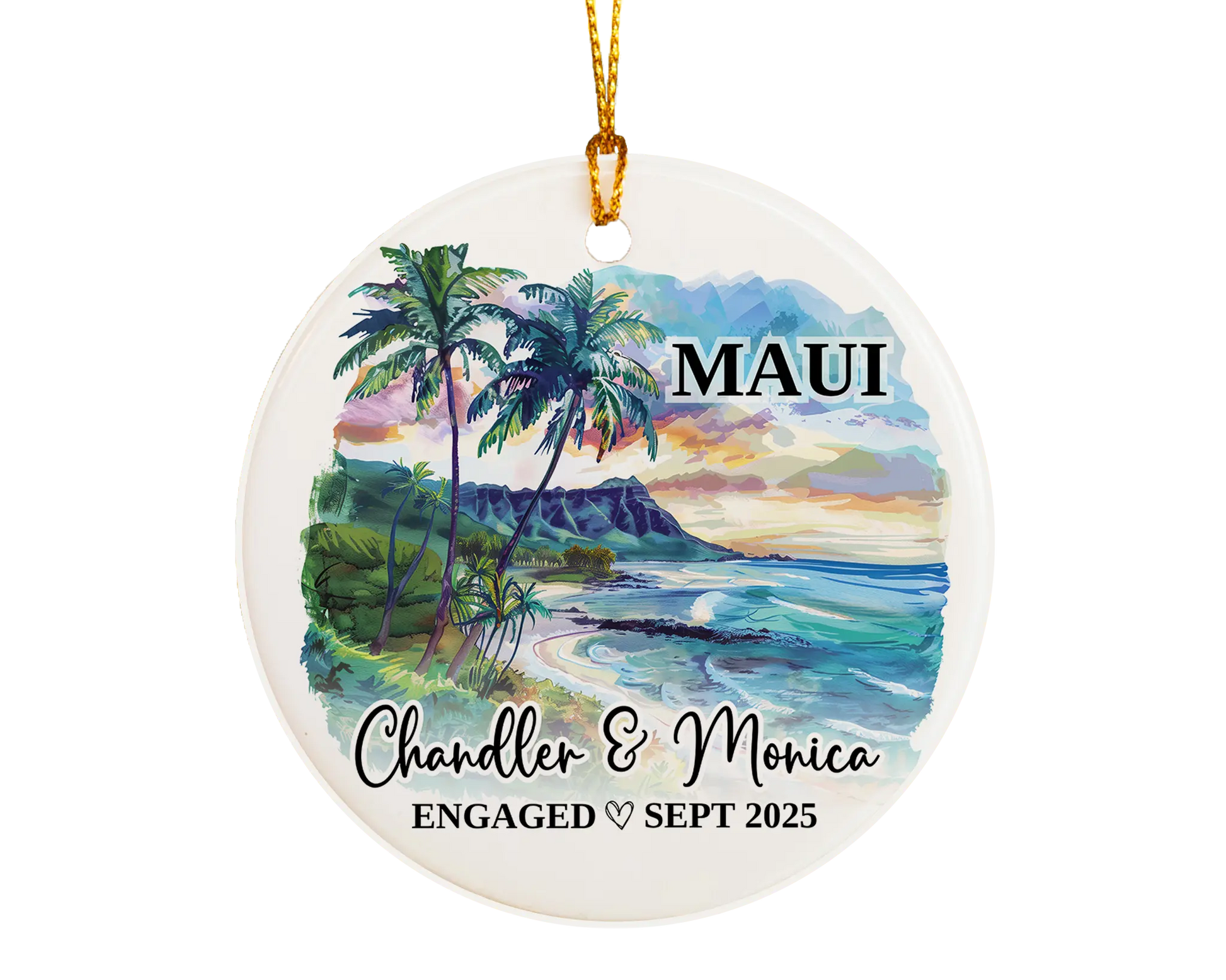 Maui Engagement Ornament Custom Gift Souvenir Bauble Present