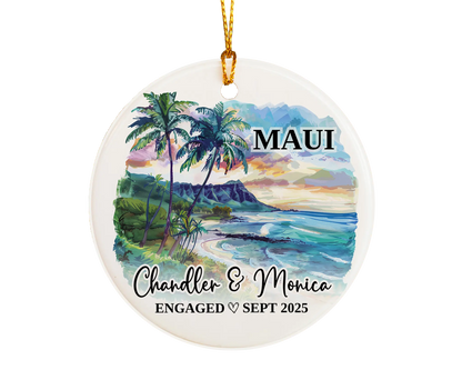 Maui Engagement Ornament Custom Gift Souvenir Bauble Present