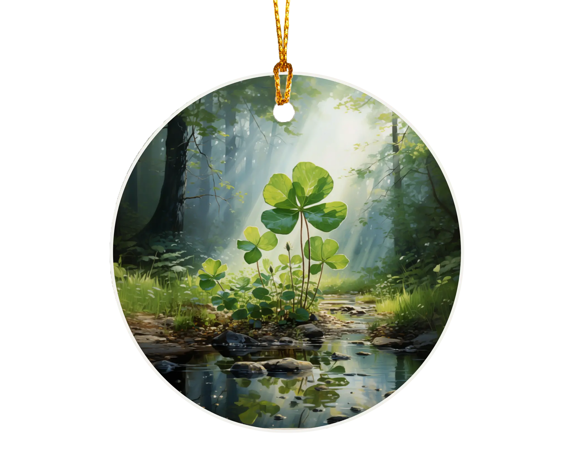 Ceramic ornament with shamrocks and clovers – lucky charm gift or seasonal keepsake.