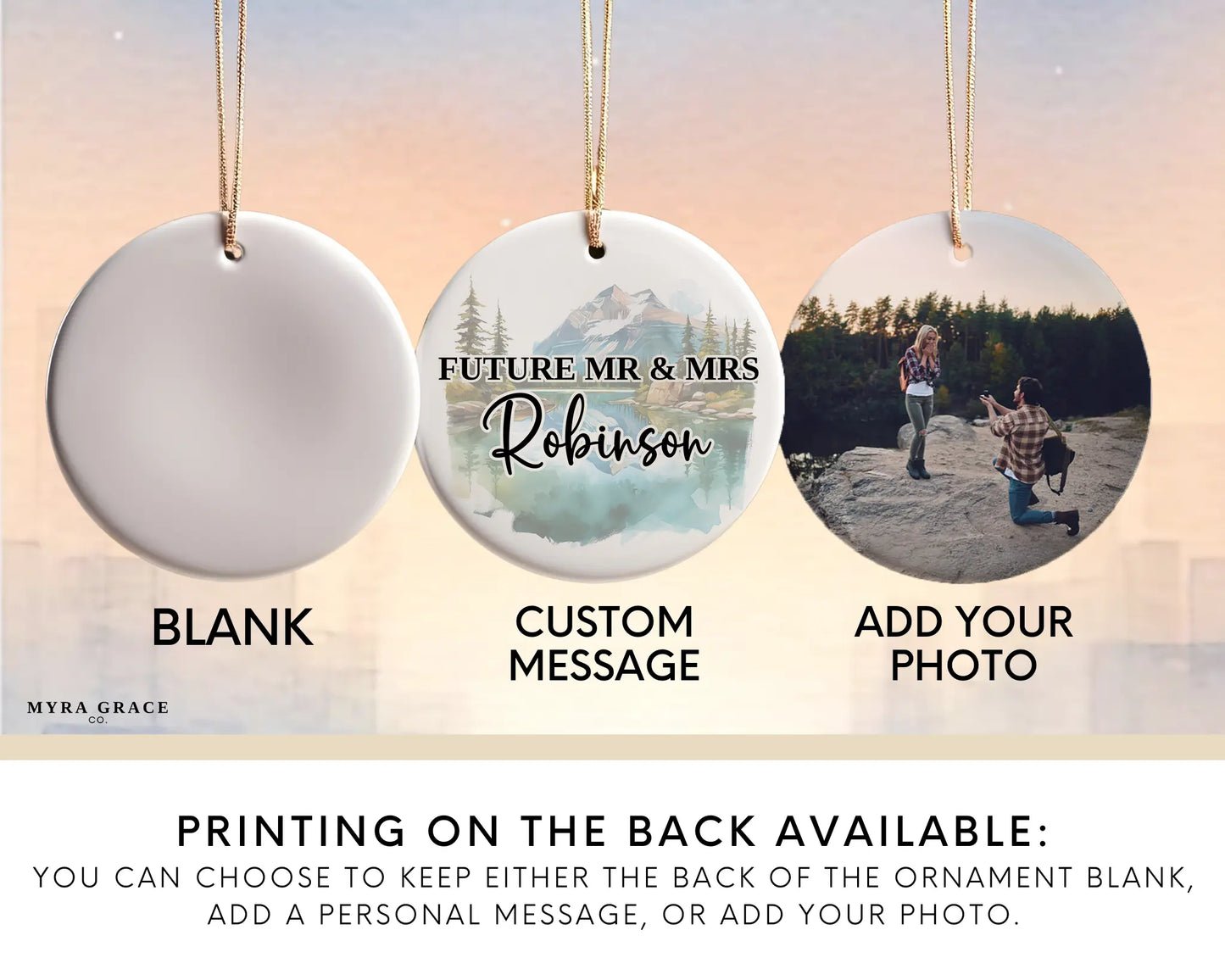 Banff Engagement Ornament Custom Gift Souvenir Bauble Present. Photo Ornament. Add your photo