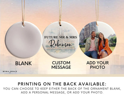 Barcelona Engagement Ornament Custom Gift Souvenir Bauble Present. Photo Ornament. Add your photo