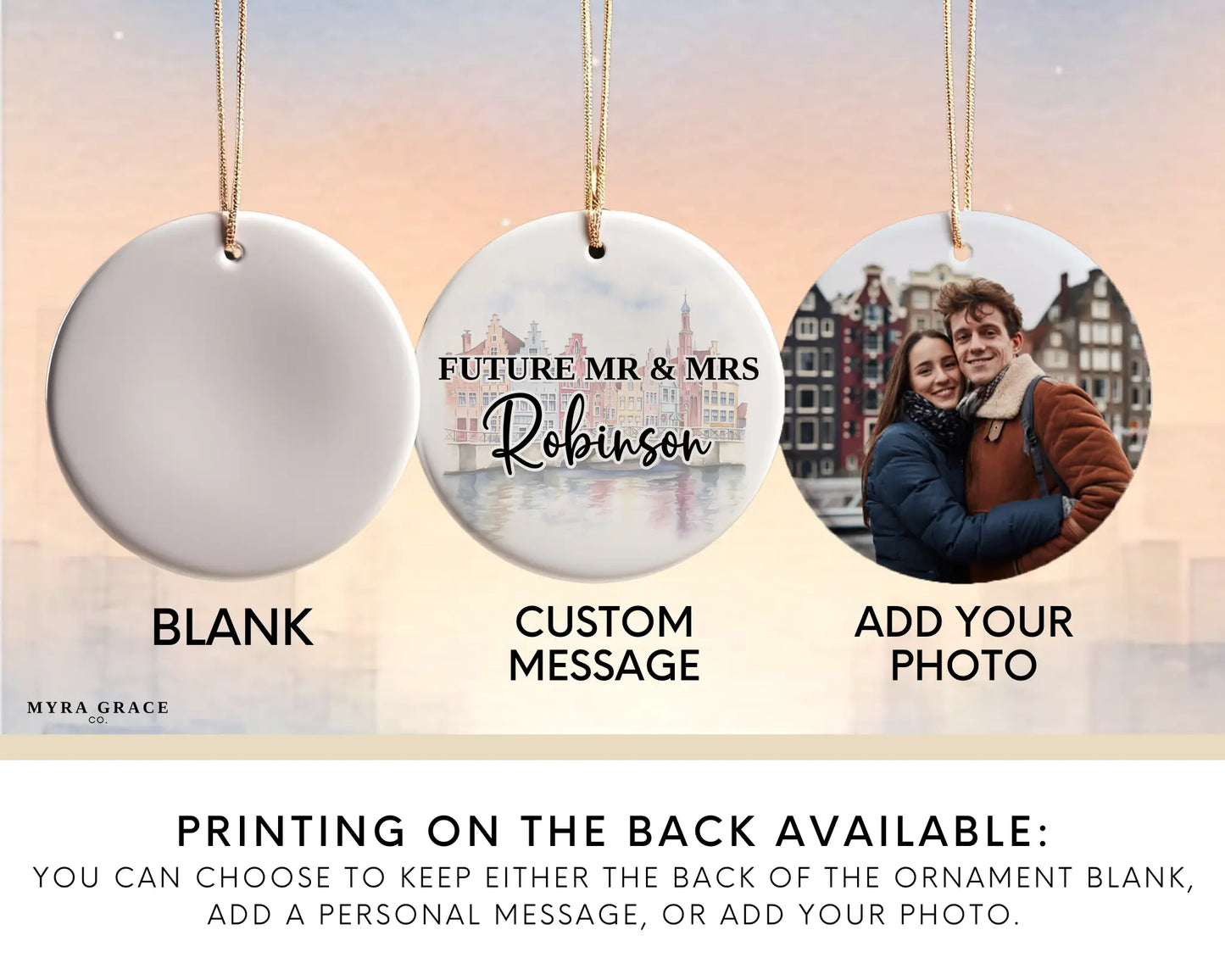 Belgium Engagement Custom Ornament, Belgium Bauble