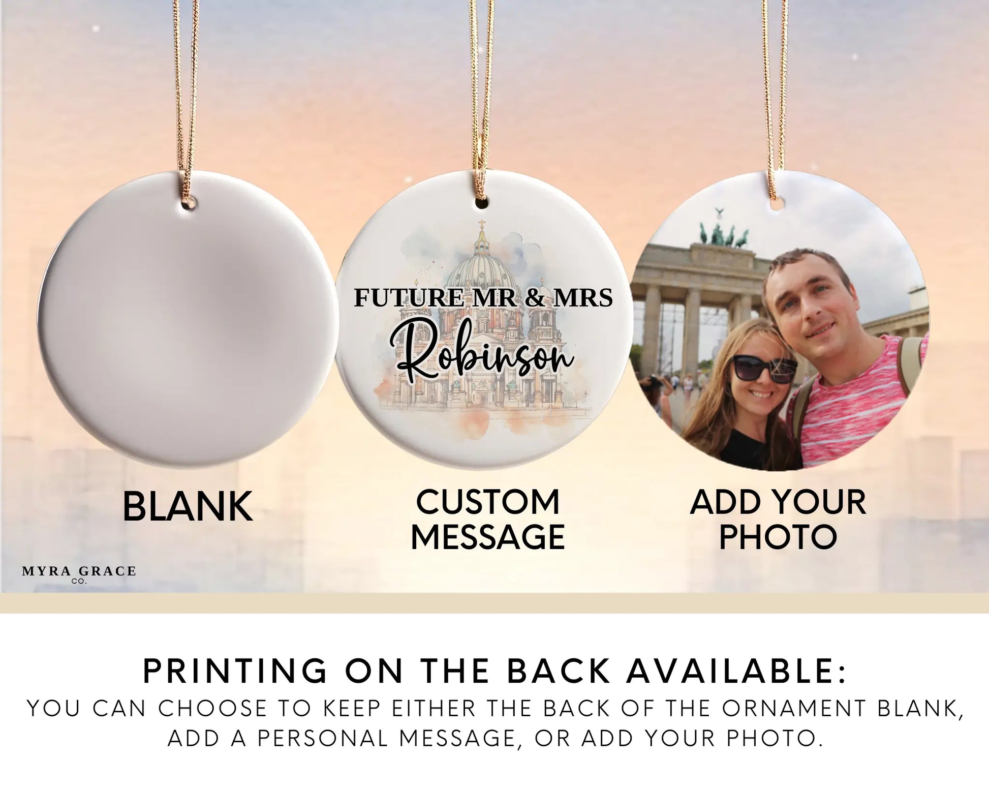 Berlin Engagement Ornament Custom Gift Souvenir Bauble Present. Photo Ornament. Add your photo