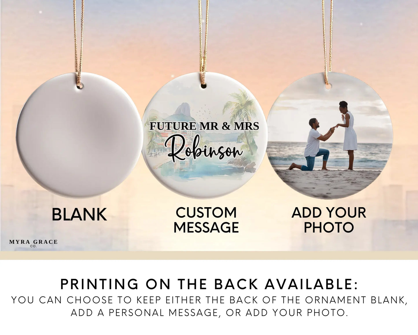 Brazil Engagement Ornament Custom Gift Souvenir Bauble Present. Photo ornament. Add your photo