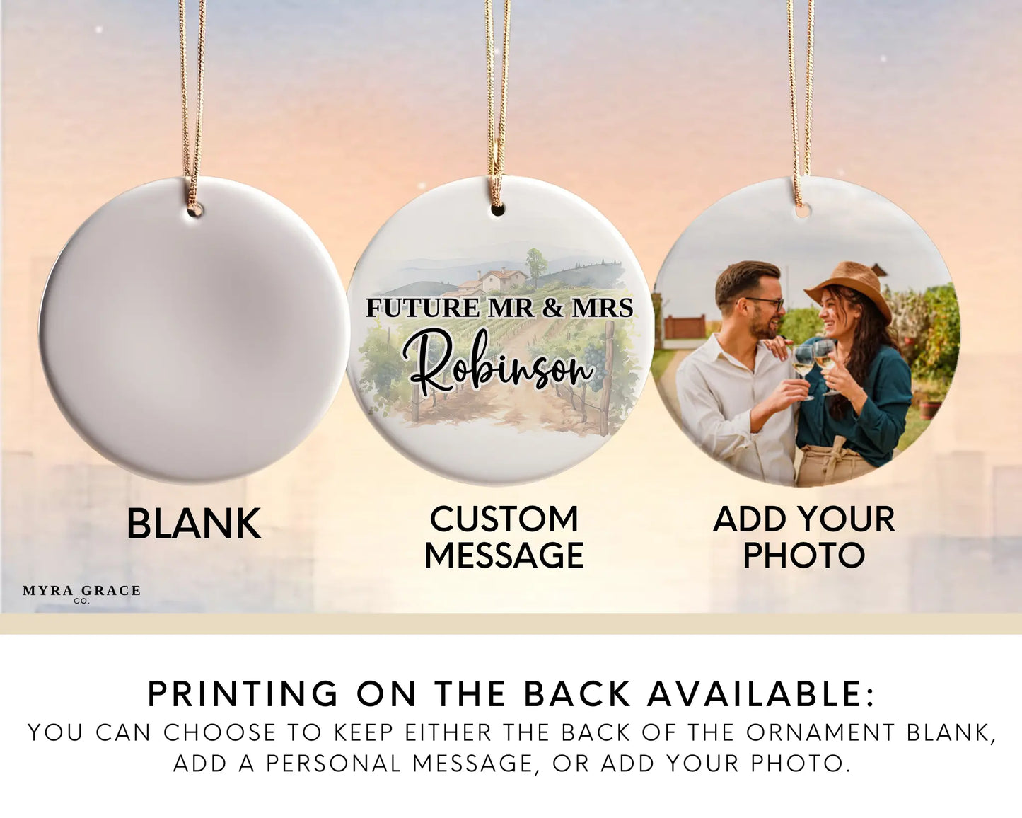 California Engagement Ornament Custom Gift Souvenir Bauble Present. Add your photo. photo ornament
