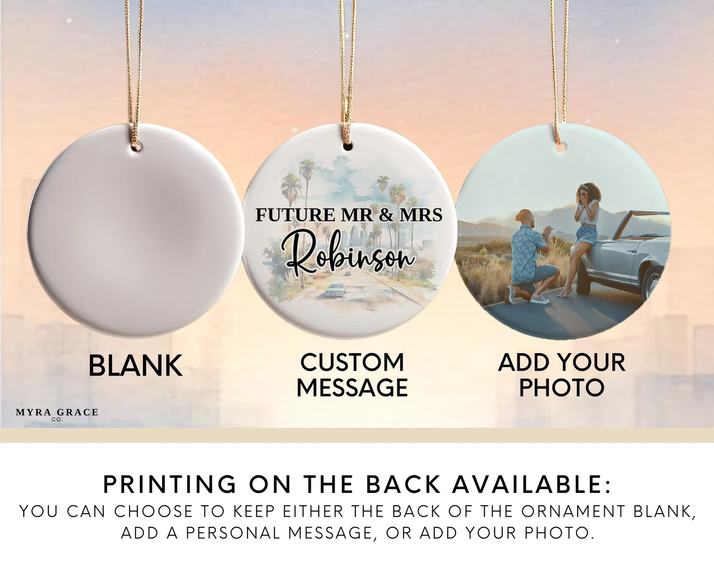 California Engagement Ornament Custom Gift Souvenir Bauble Present. Photo Ornament. Add photo