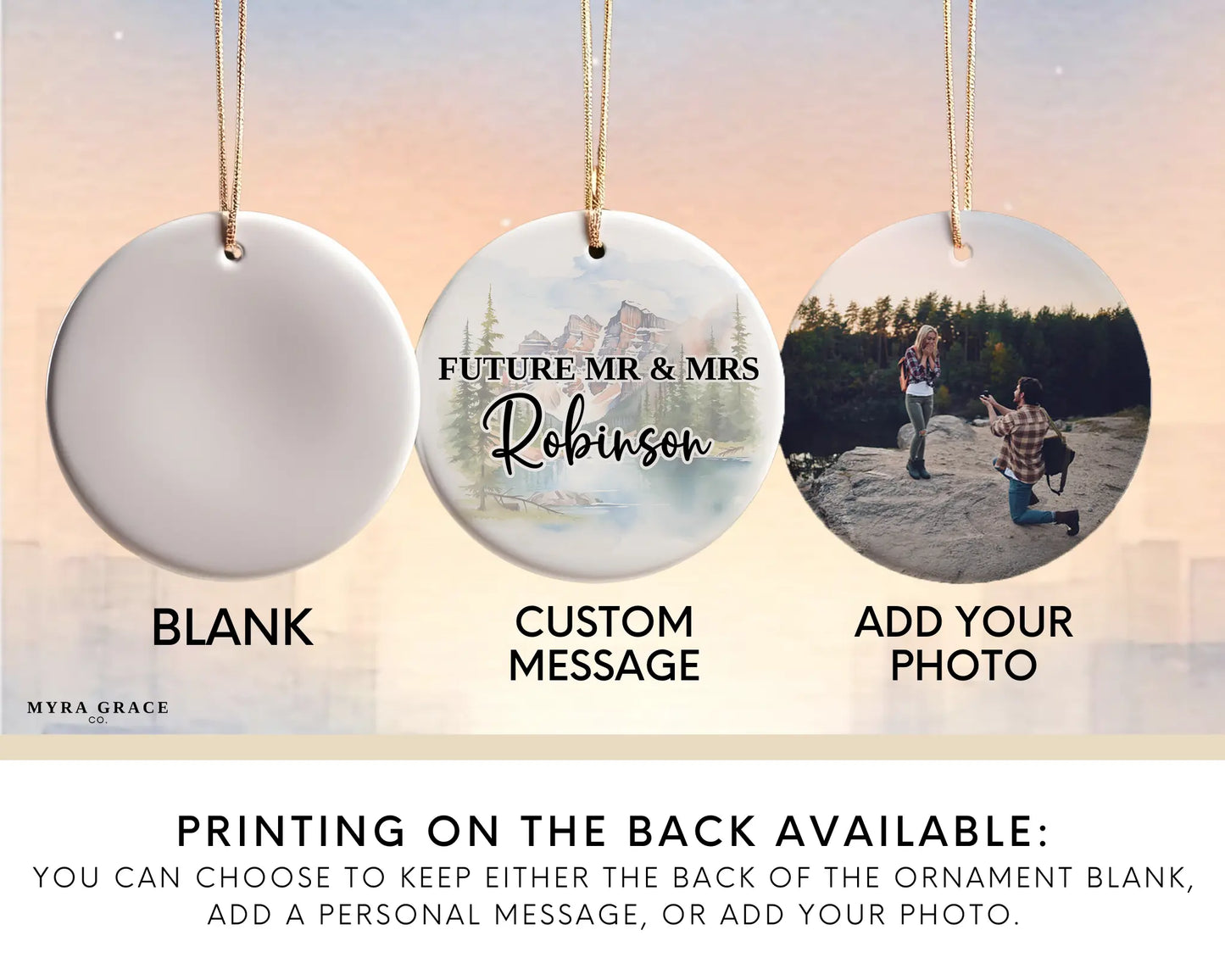 Canada Engagement Ornament Custom Gift Souvenir Bauble Present. Photo ornament. Add photo
