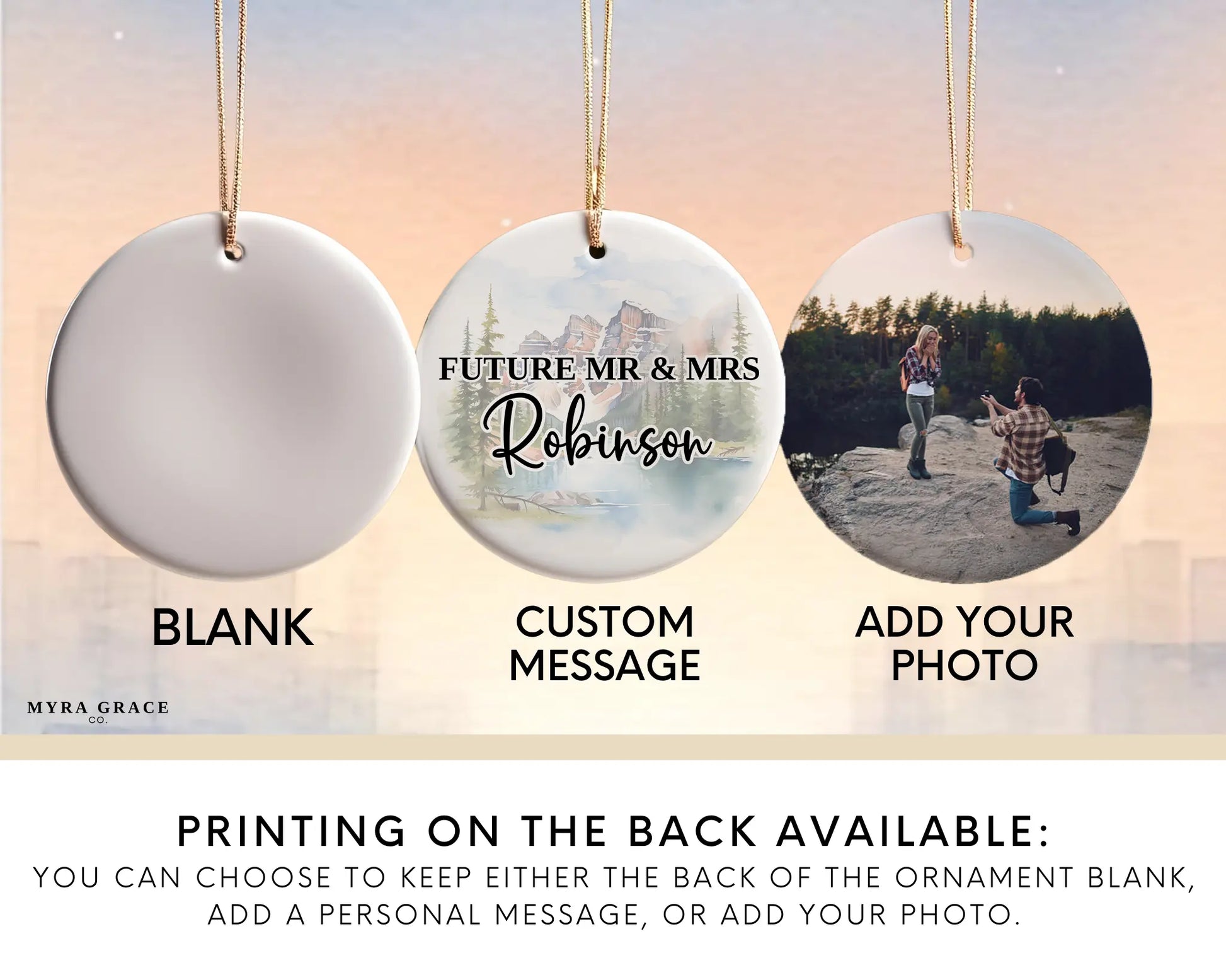 Canada Engagement Ornament Custom Gift Souvenir Bauble Present. Photo ornament. Add photo