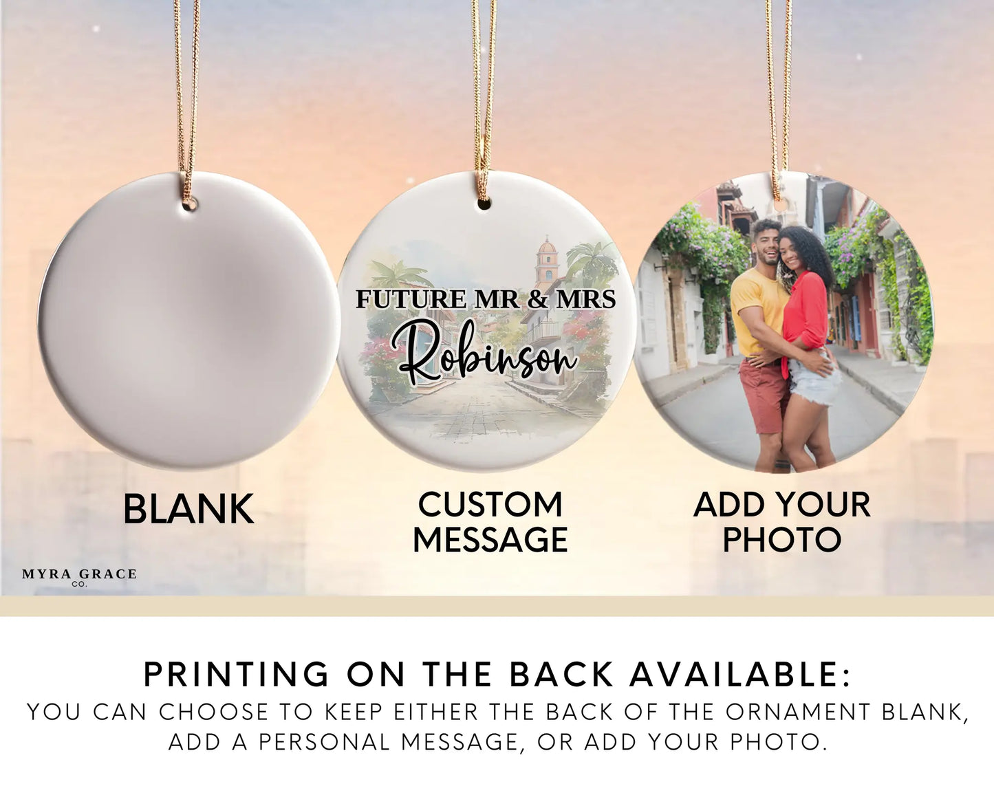 Colombia Engagement Ornament Custom Gift Souvenir Bauble Present. Add your photo. Photo ornament