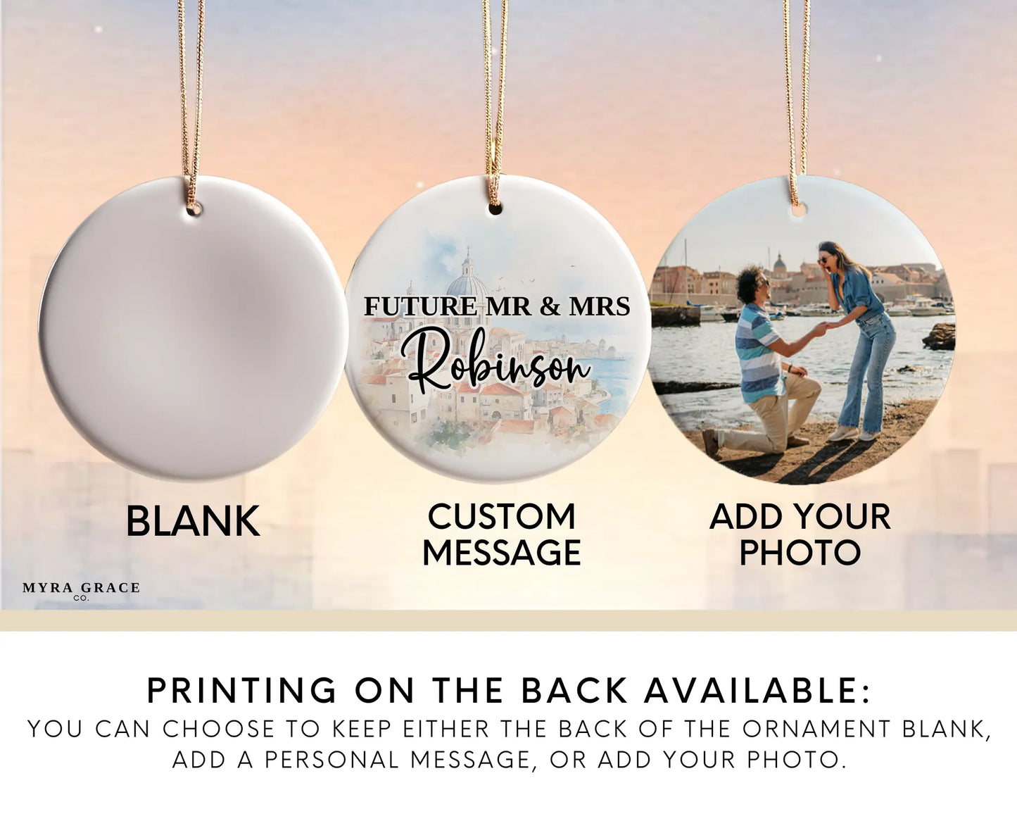 Croatia Engagement Ornament Custom Gift Souvenir Bauble Present. Add your photo. Photo ornament