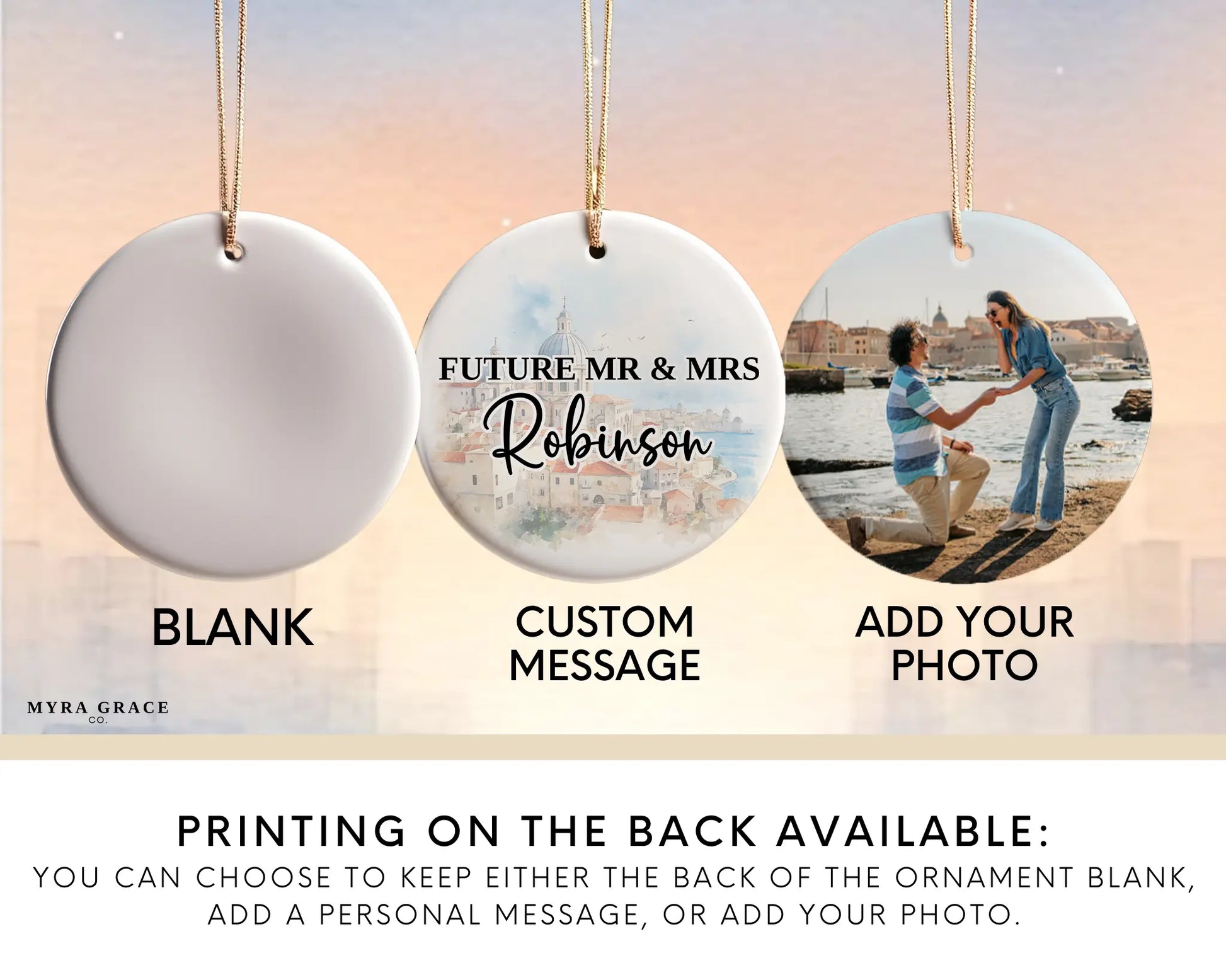 Croatia Engagement Ornament Custom Gift Souvenir Bauble Present. Add your photo. Photo ornament