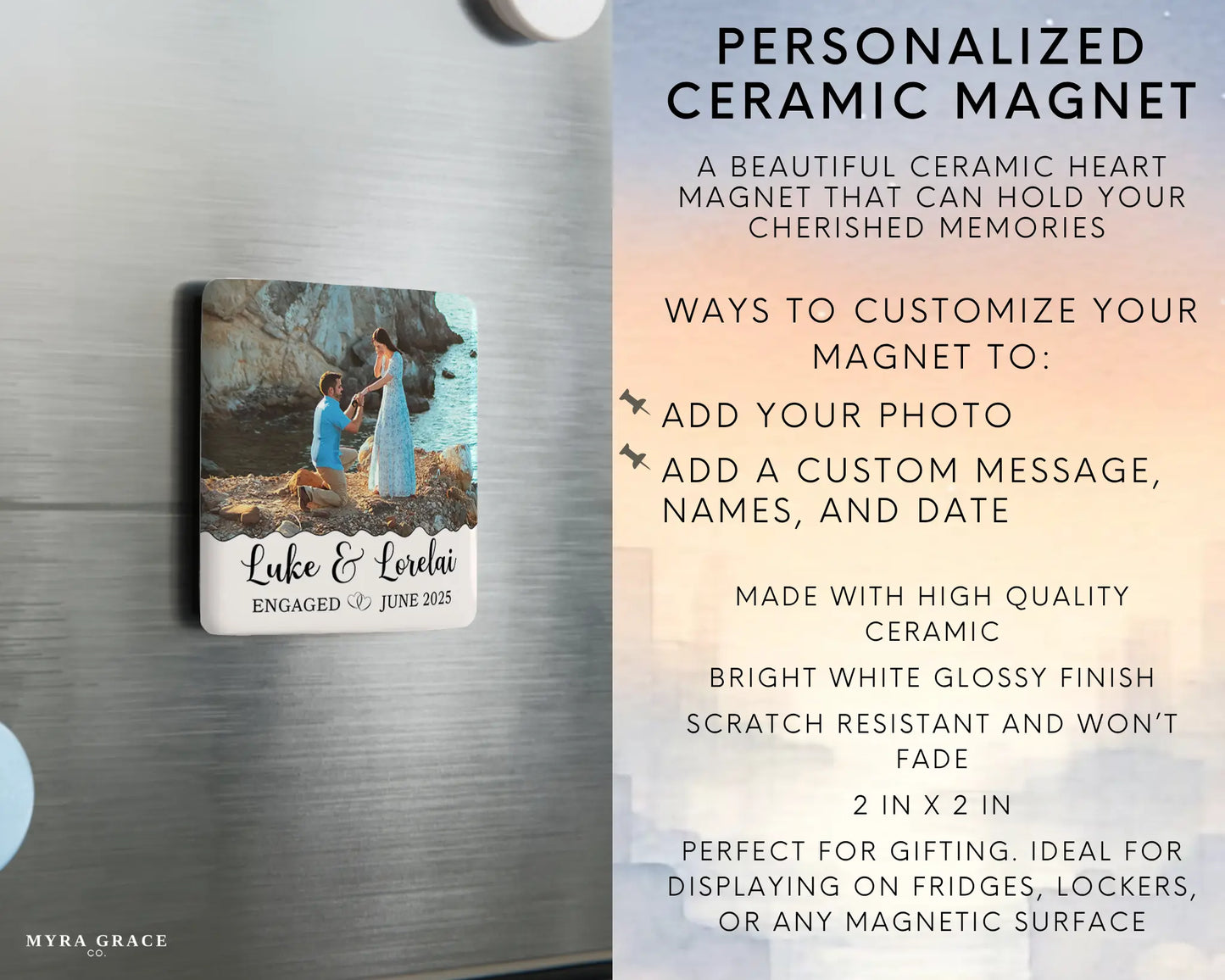 Engagement Magnet Custom Personalized Gift Souvenir Present. Infographic