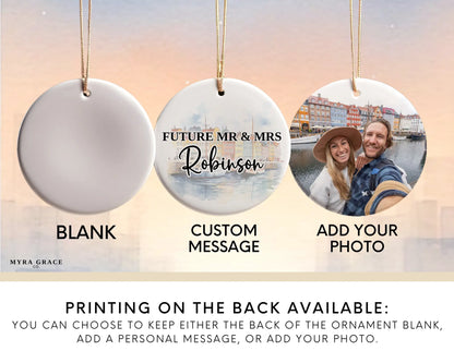 Denmark Engagement Ornament Custom Gift Souvenir Bauble Present. Photo ornament. Add your photo