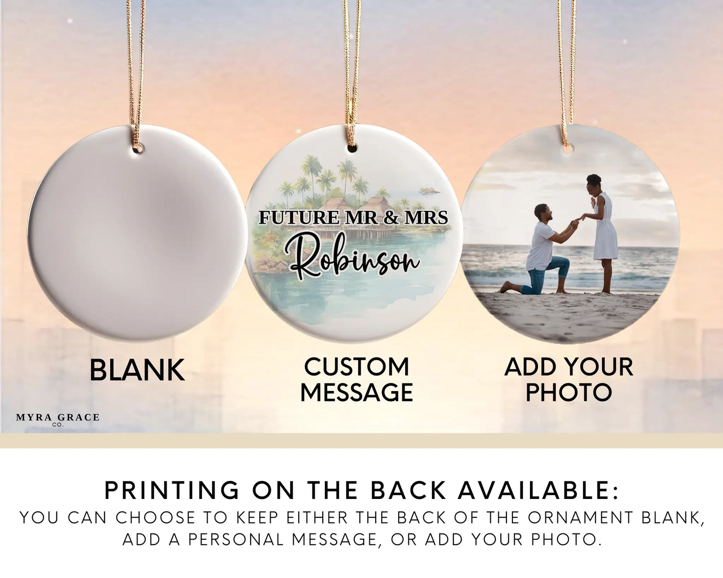 Fiji Engagement Ornament Custom Gift Souvenir Bauble Present. Add your photo. Photo ornament