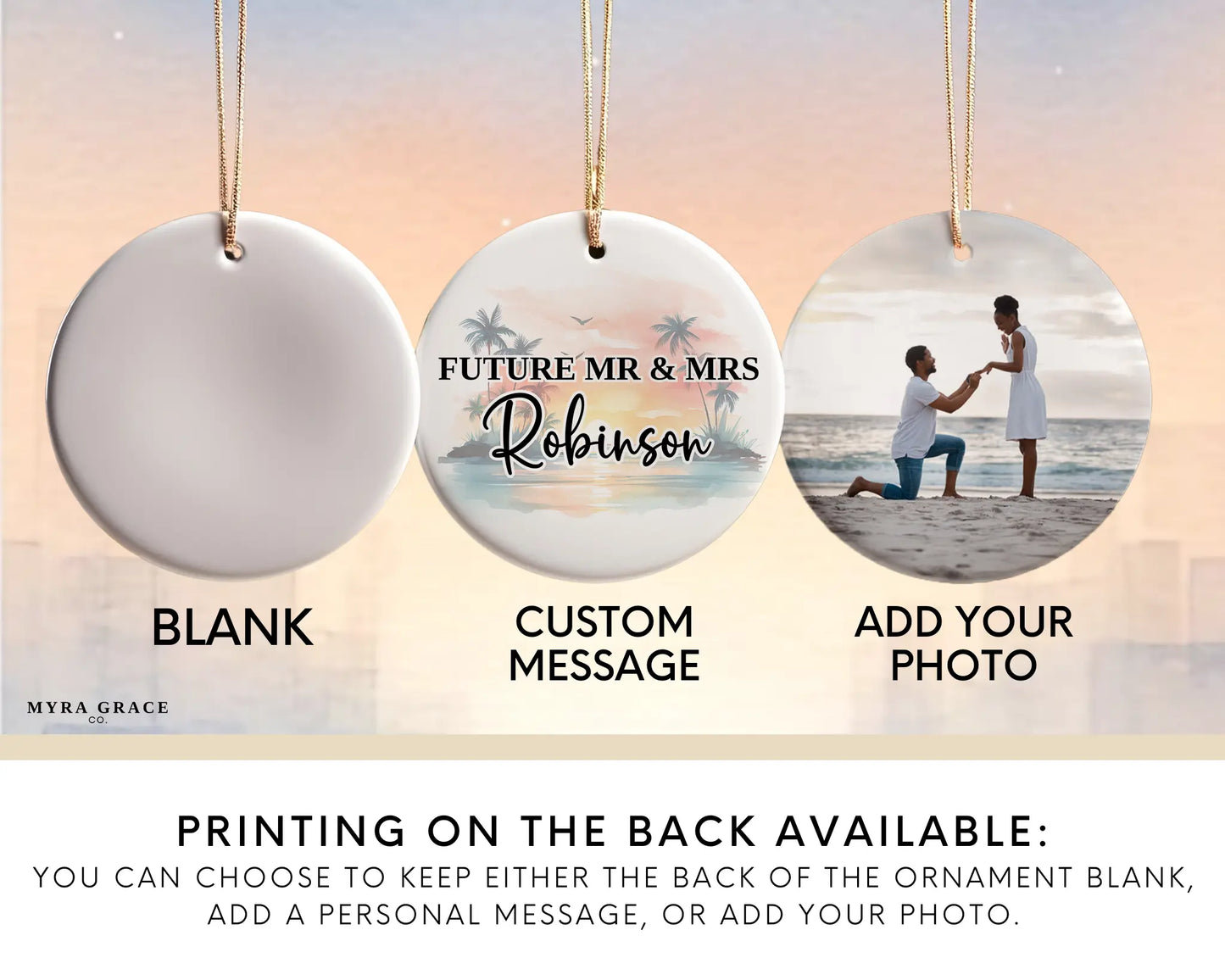 Florida Engagement Ornament Custom Gift Souvenir Bauble Present. Add your photo. Photo ornament
