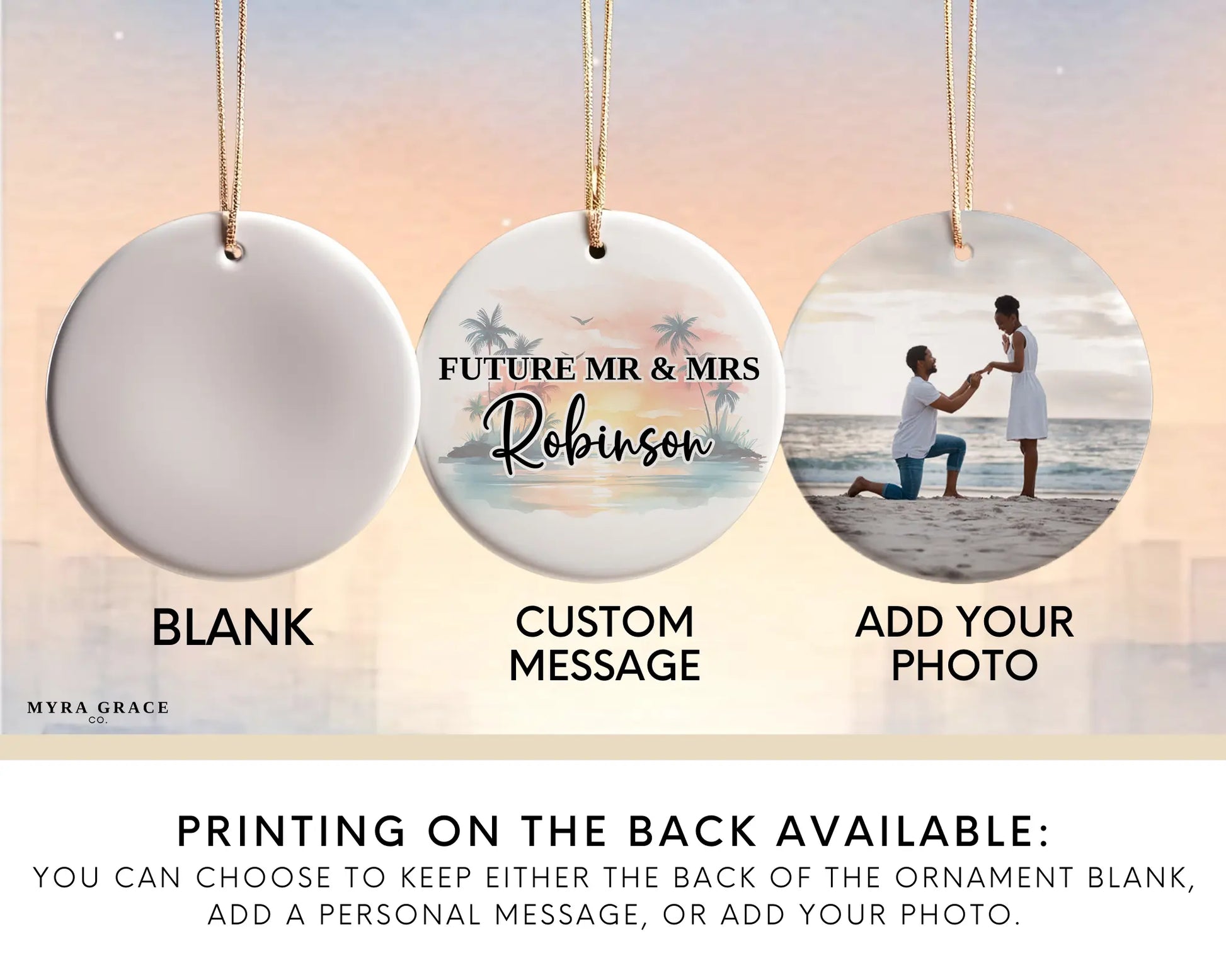 Florida Engagement Ornament Custom Gift Souvenir Bauble Present. Add your photo. Photo ornament