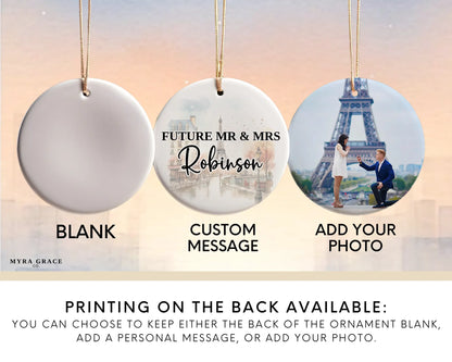 France Engagement Ornament Custom Gift Souvenir Bauble Present. Add your photo. Photo ornament
