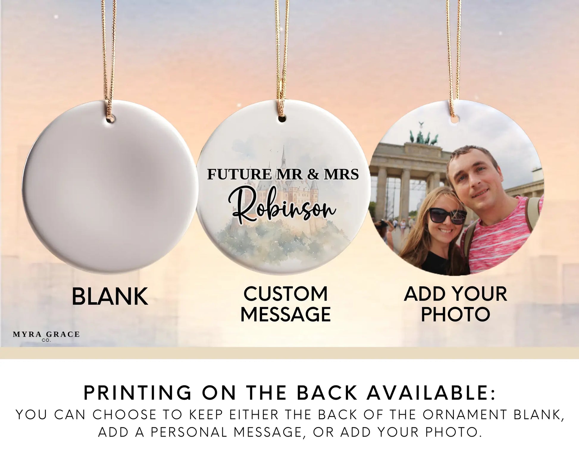 Germany Engagement Ornament Custom Gift Souvenir Bauble Present. Add your photo. Photo ornament
