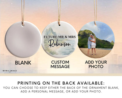 Hawaii Engagement Ornament Custom Gift Souvenir Bauble Present. Add your photo. Photo ornament