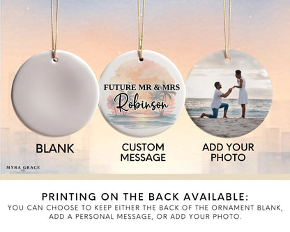 Hawaii Engagement Ornament Custom Gift Souvenir Bauble Present. Add your photo. Photo ornament