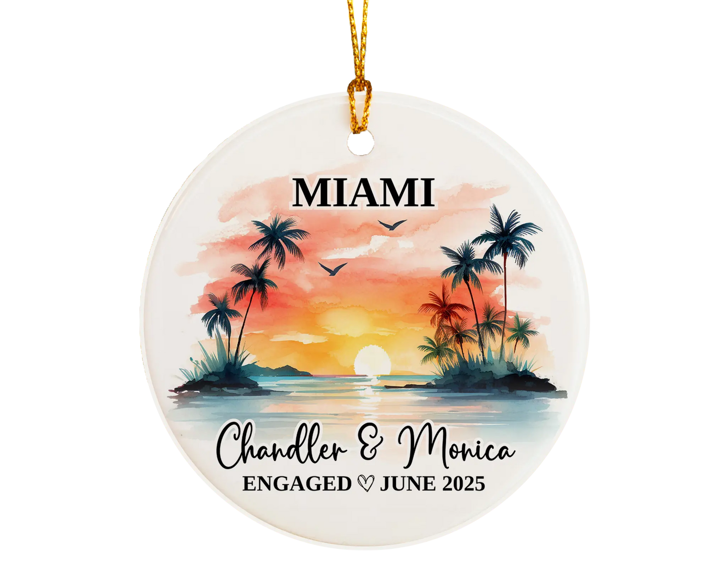 Miami Engagement Ornament Custom Gift Souvenir Bauble Present