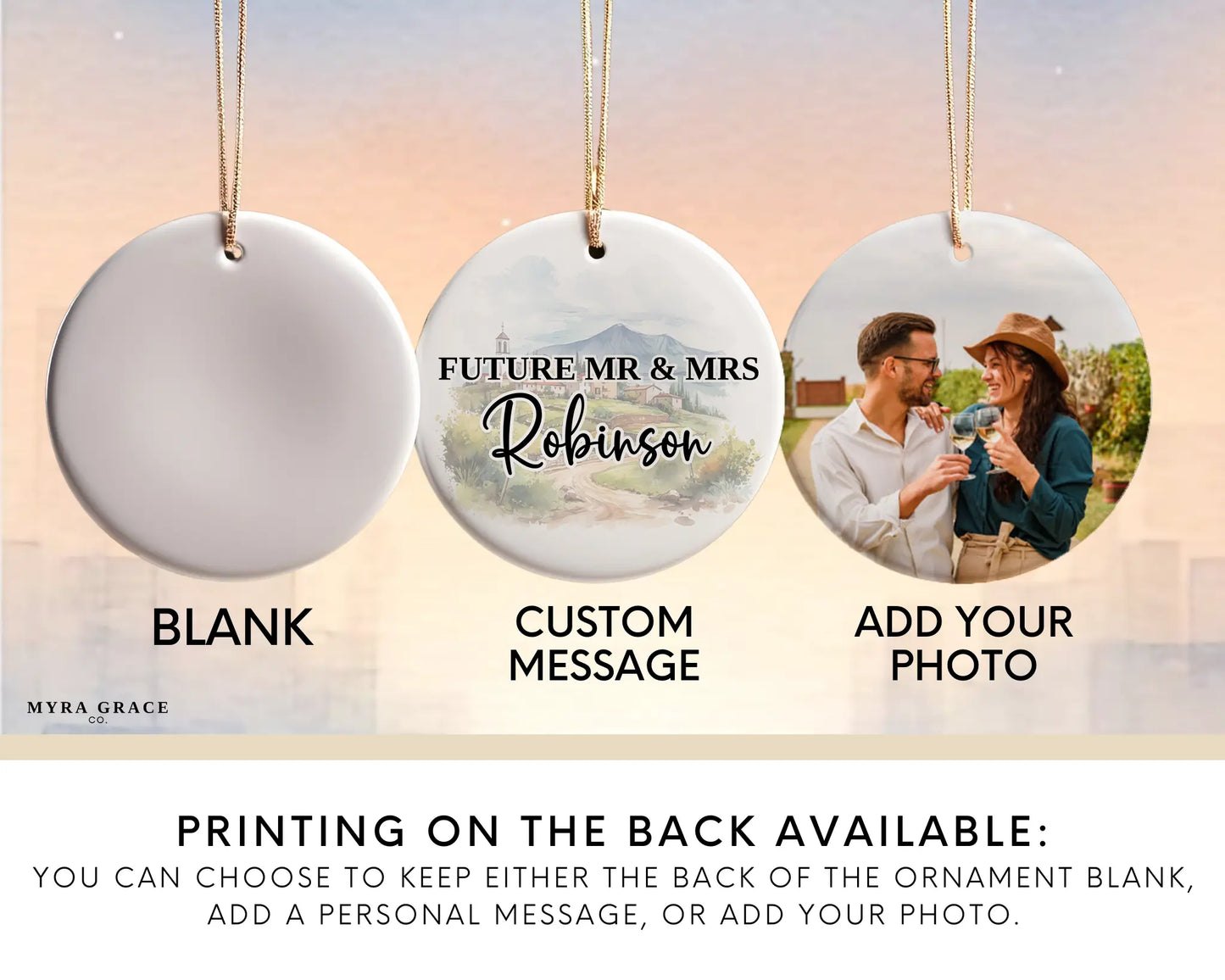 Italy Engagement Ornament Custom Gift Souvenir Bauble Present. Photo ornament. Add photo