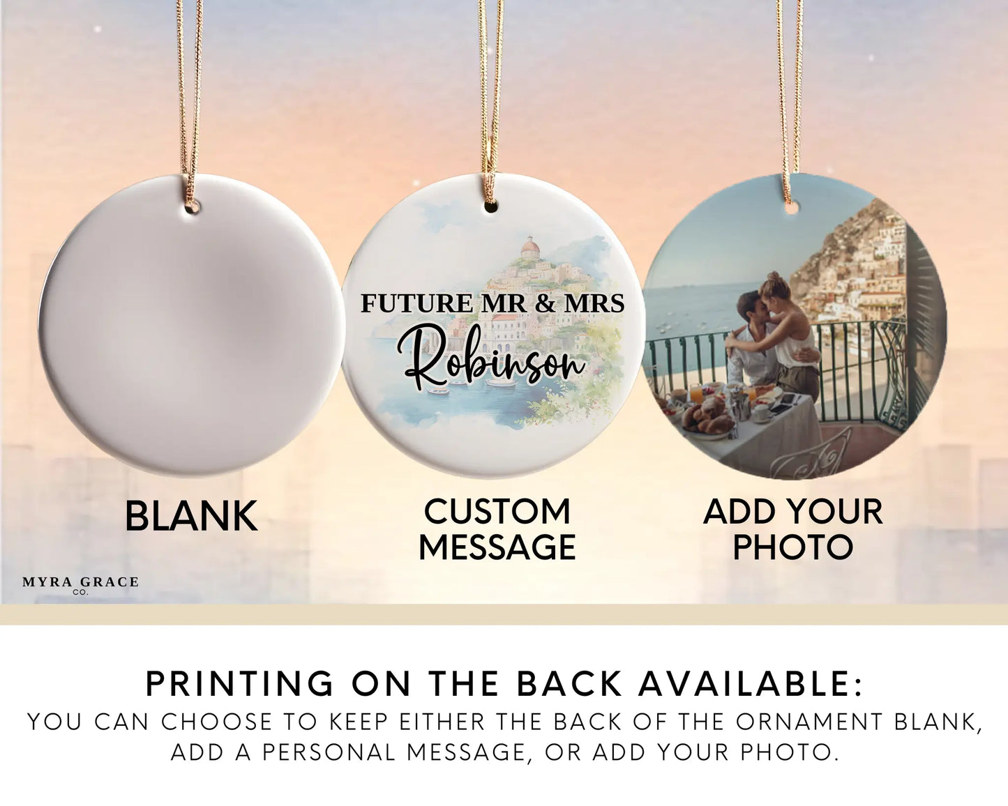 Italy Engagement Custom Ornament, Italy Bauble, Amalfi Coast