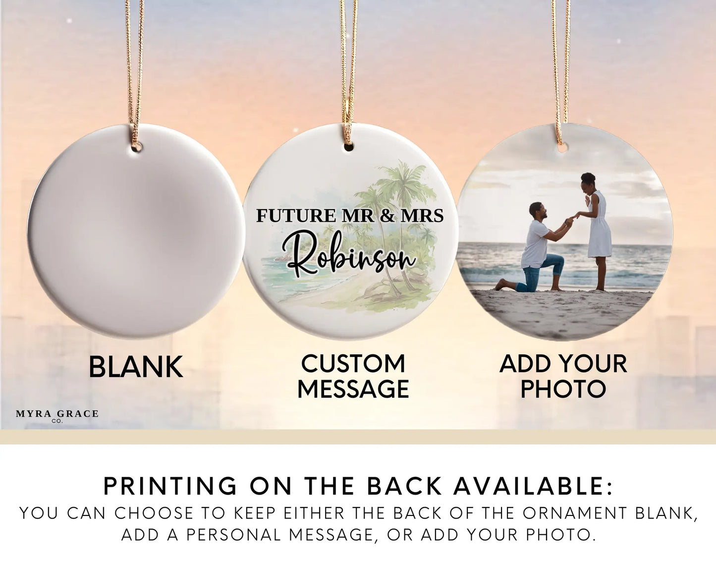 Jamaica Engagement Ornament Custom Gift Souvenir Bauble Present. Photo Ornament. Add your photo