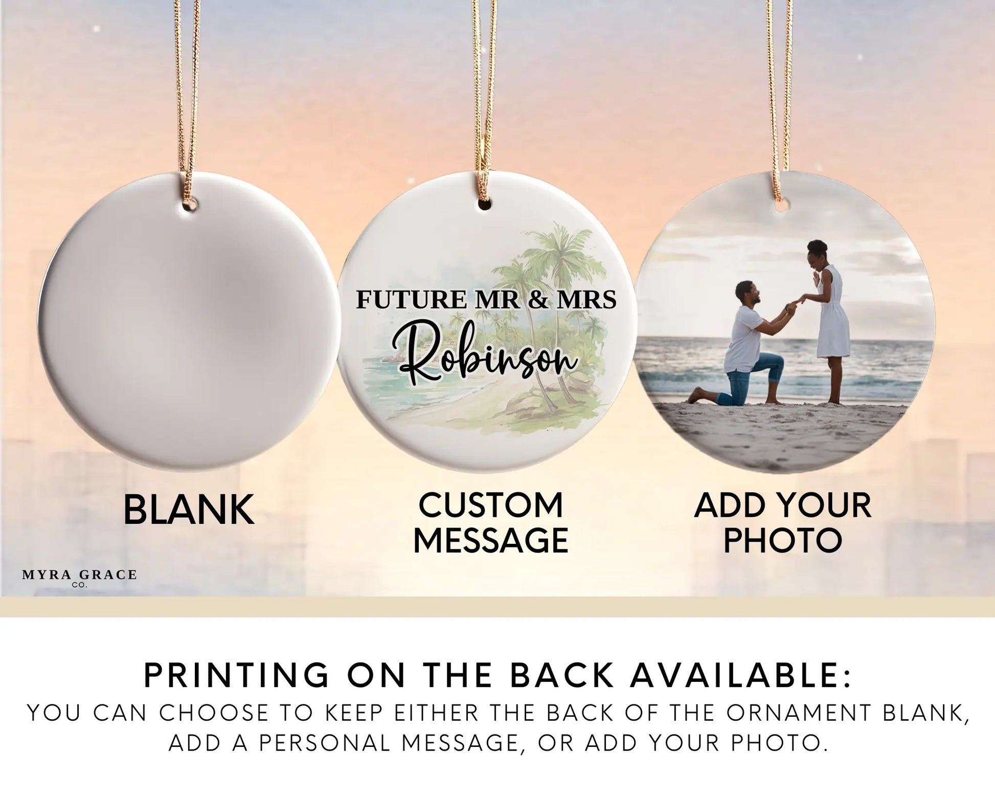 Jamaica Engagement Ornament Custom Gift Souvenir Bauble Present. Photo Ornament. Add your photo