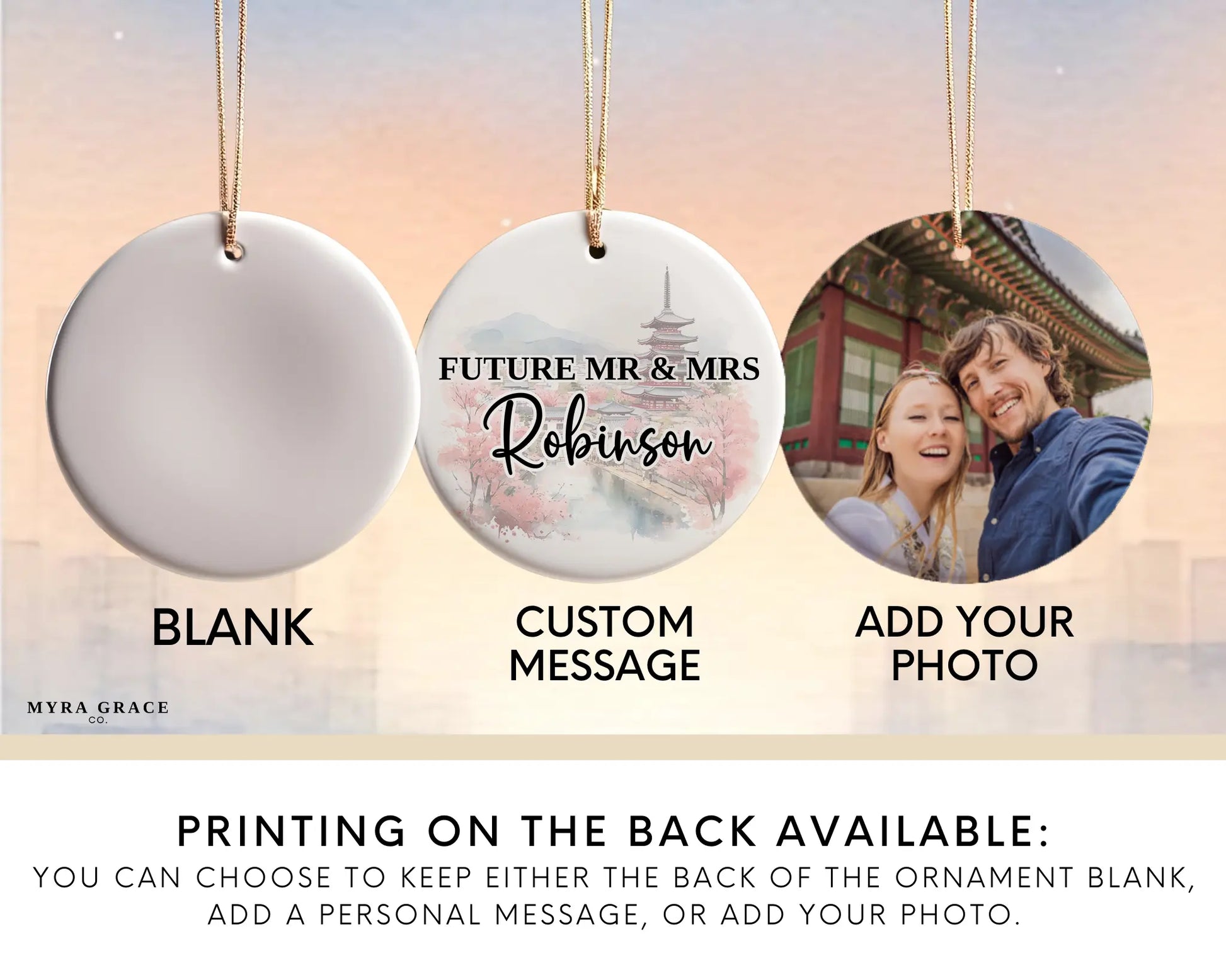 Kyoto Engagement Ornament Custom Gift Souvenir Bauble Present. Add your photo. Photo ornament