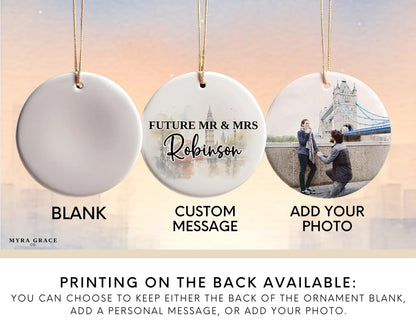 London Engagement Ornament Custom Gift Souvenir Bauble Present. Add your photo. Photo ornament