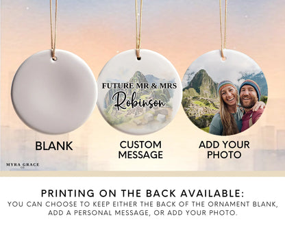 Machu Picchu Engagement Ornament Custom Gift Souvenir Bauble Present. Add your photo. Photo ornament