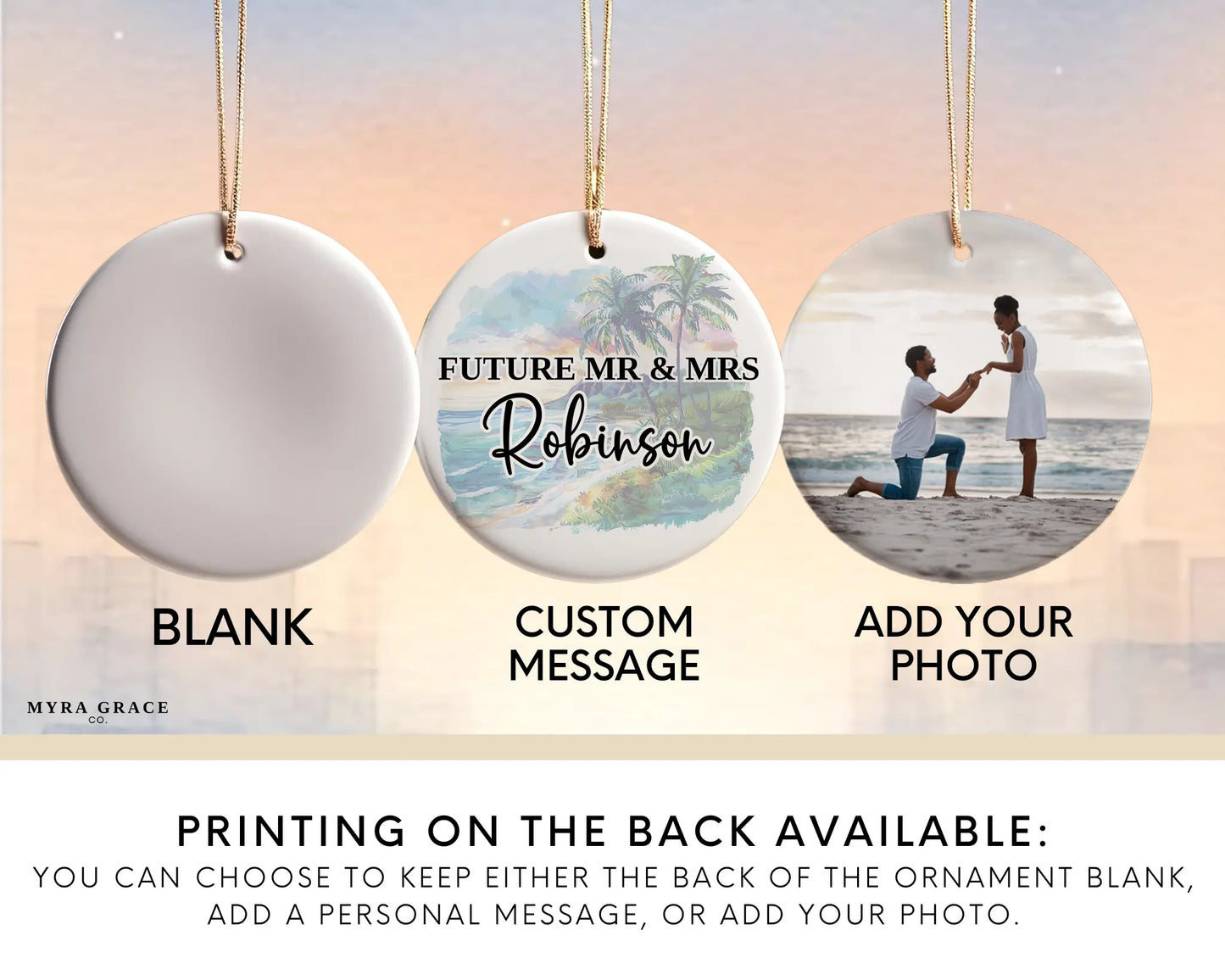Maui Engagement Ornament Custom Gift Souvenir Bauble Present. Add your photo. Photo ornament