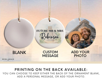Mexico Engagement Ornament Custom Gift Souvenir Bauble Present. Add your photo. Photo ornament