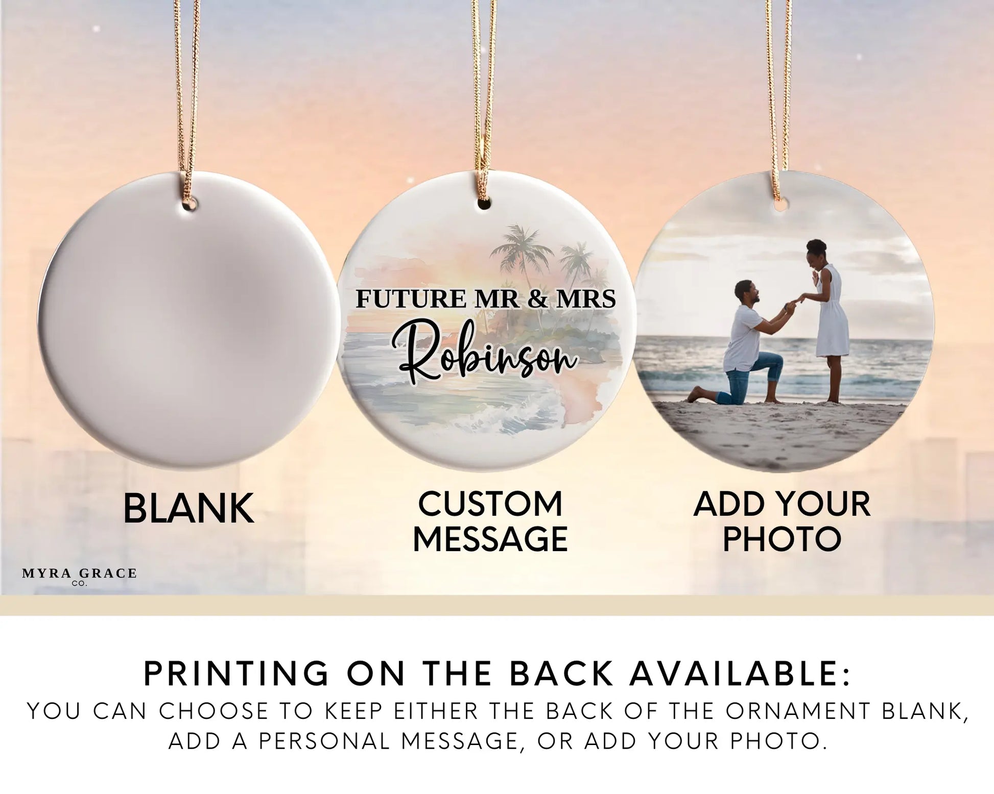 Mexico Engagement Ornament Custom Gift Souvenir Bauble Present. Photo ornament. Add your photo