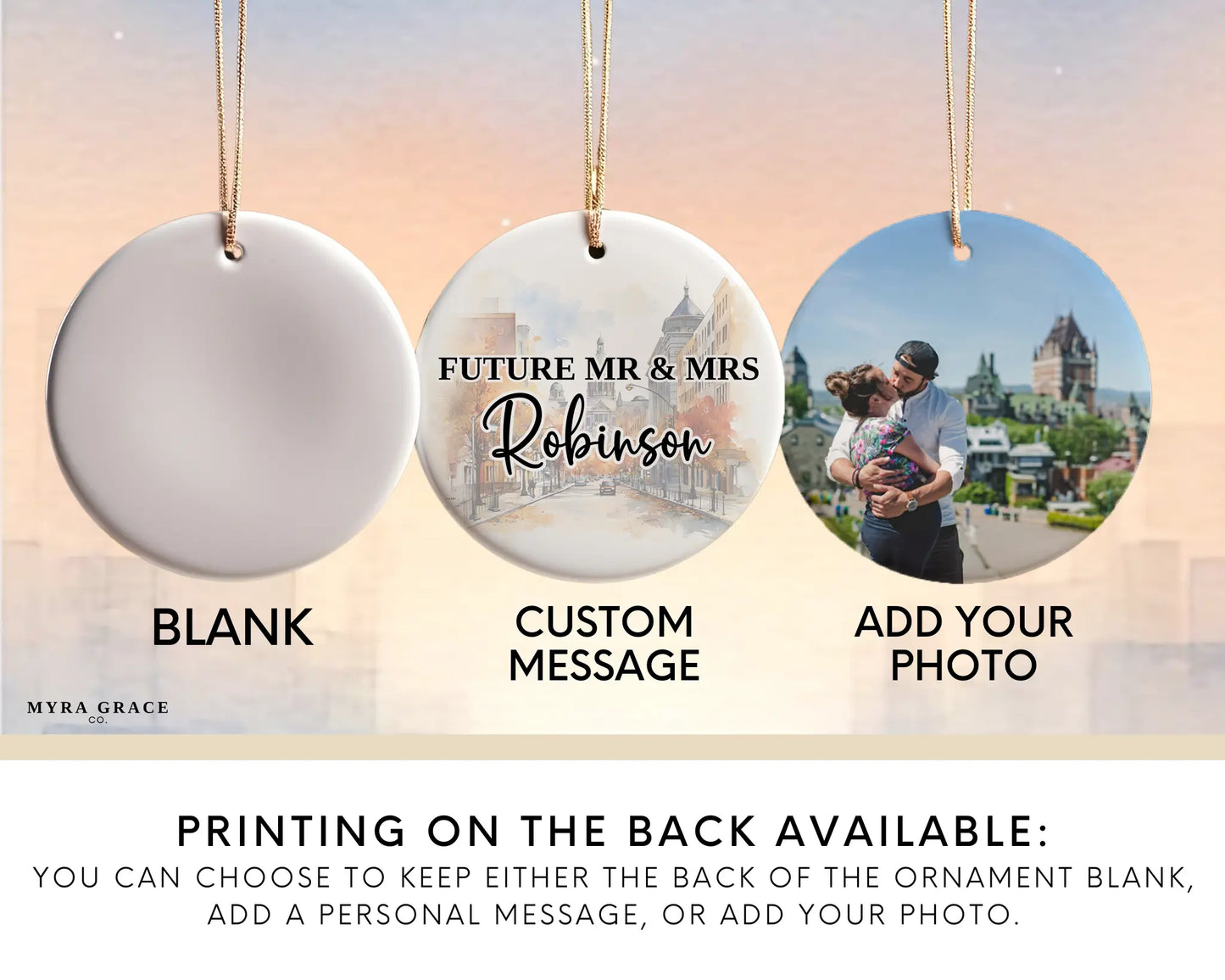 Montreal Engagement Ornament Custom Gift Souvenir Bauble Present. Photo ornament. Add your photo