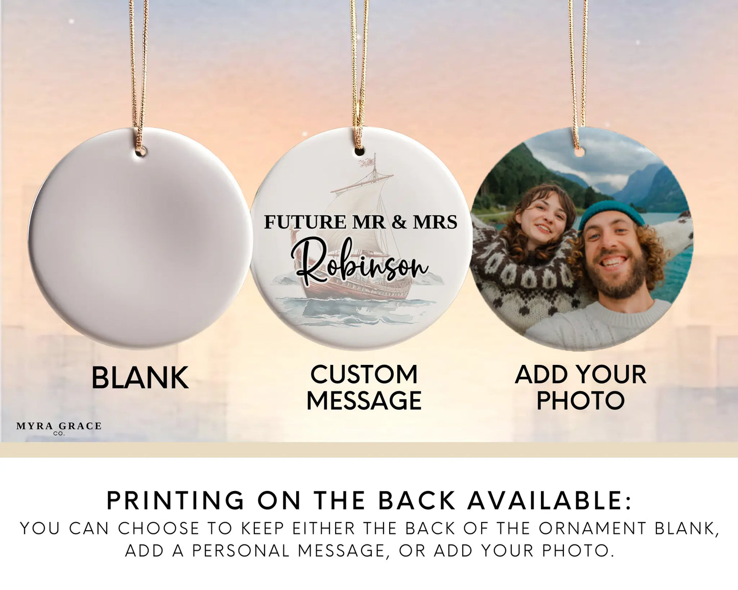 Norway Engagement Ornament Custom Gift Souvenir Bauble Present. Add your photo. Photo ornament