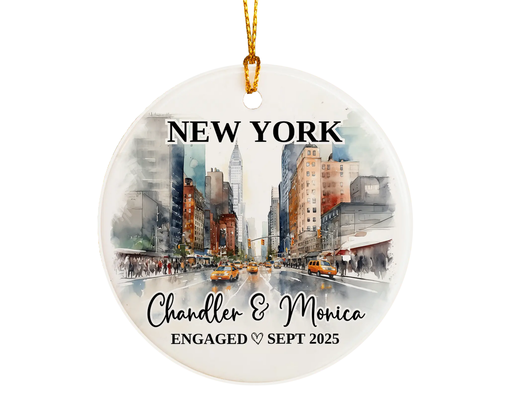 New York Engagement Ornament Custom Gift Souvenir Bauble Present