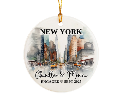 New York Engagement Ornament Custom Gift Souvenir Bauble Present